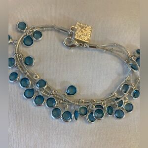 Anne Klein Bracelet with Bezel Set Blue Stones Multi Strands